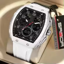 Luxury SANDA Tonneau Dial Digital Watch for Men